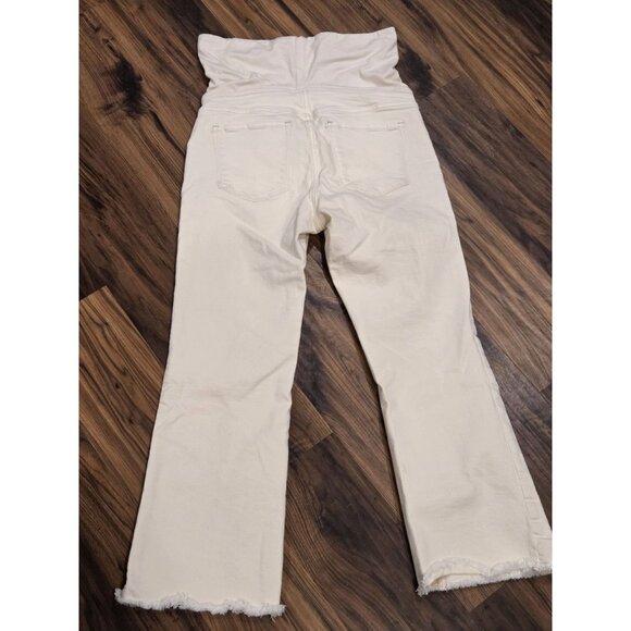 Mango Maternity Jeans Over The Belly Crop Frayed Hem Sz 6/8 - Picture 4 of 12